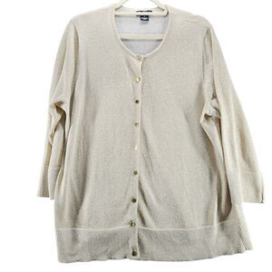 Nu Options Womens Sweater Beige Size 1X Cotton Blend Button Close Long Sleeve